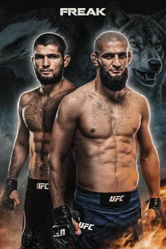 Two muscular male MMA fighters stand side by side in UFC shorts with intense expressions. Animal images and the word “FREAK” are in the background, suggesting power and intensity—a scene as electrifying as a live Croatia IPTV broadcast.